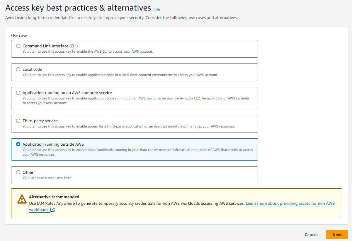 Screenshot: AWS Create Access Key Step 2