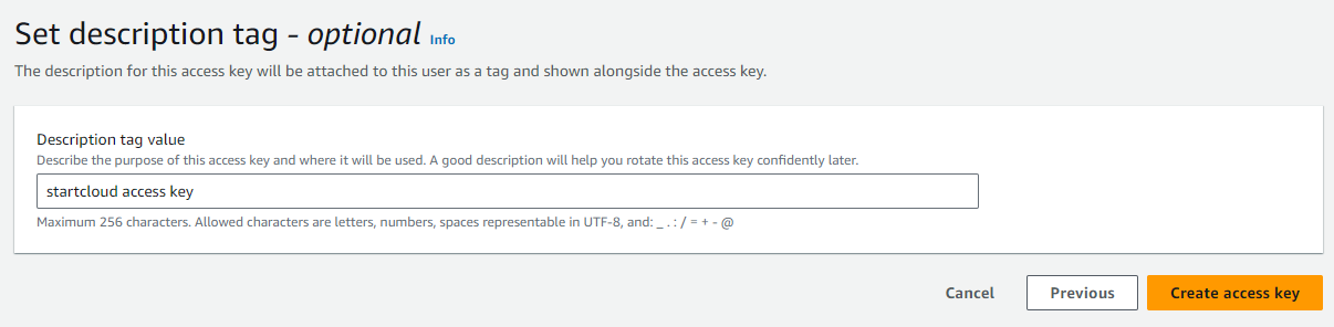 Screenshot: AWS Create Access Key Step 3