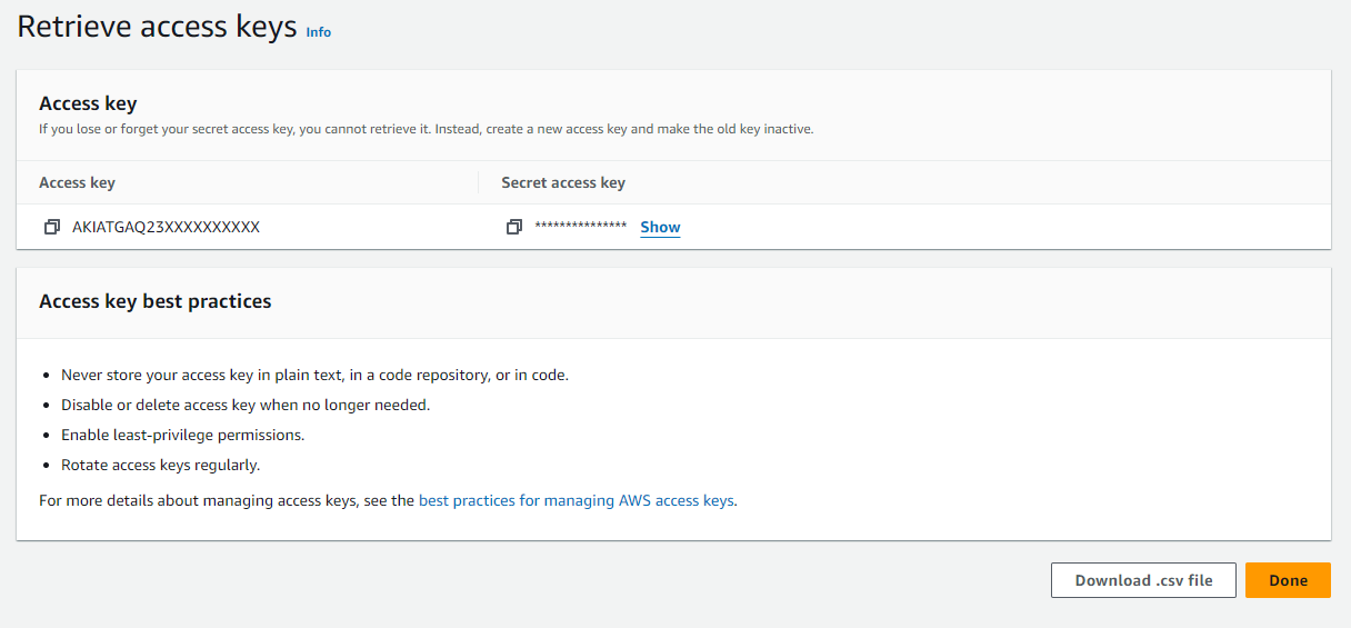 Screenshot: AWS Create Access Key Step 4