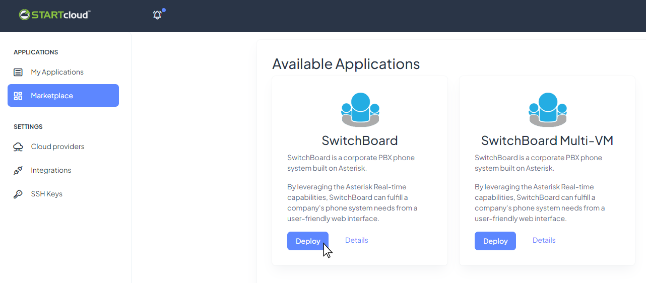 Screenshot: Launch Switchboard Cloud™ Application