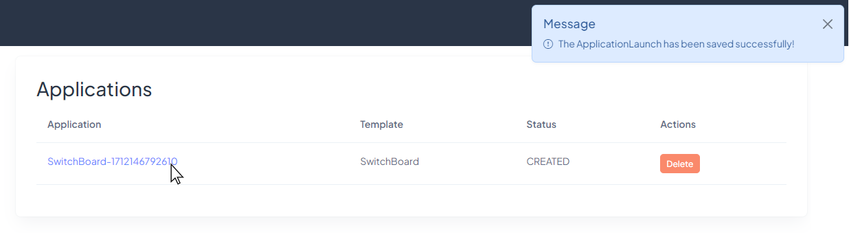 Screenshot: Launch Switchboard Cloud™ Application