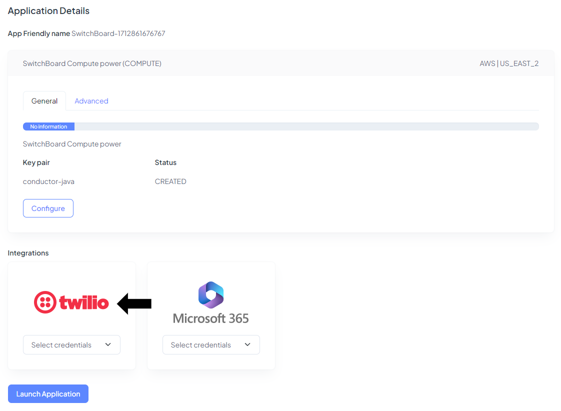 Screenshot: Launch Switchboard Cloud™ Application