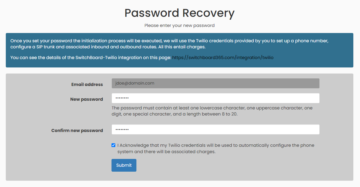 Screenshot: Launch Switchboard Cloud™ Application